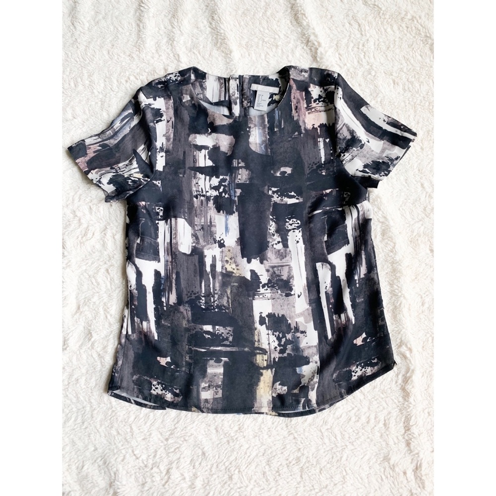 H&M Black and White Silky Tee